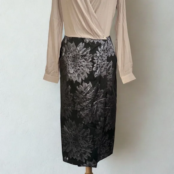 Sara Roka Chic Beige, Black $ Silver Floral Pencil Dress - Picture 6 of 12